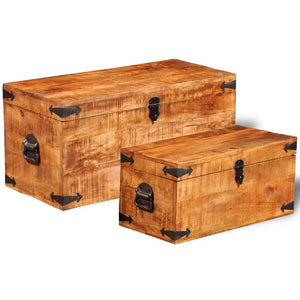 Casse di Stoccaggio 2 pz in Legno Ruvido di Mango  cod mxl 48501