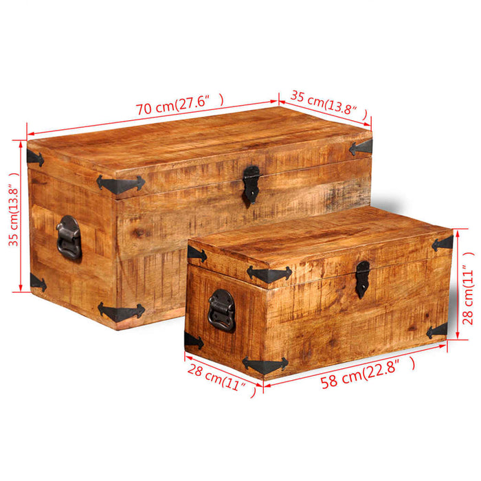 Casse di Stoccaggio 2 pz in Legno Ruvido di Mango  cod mxl 48501