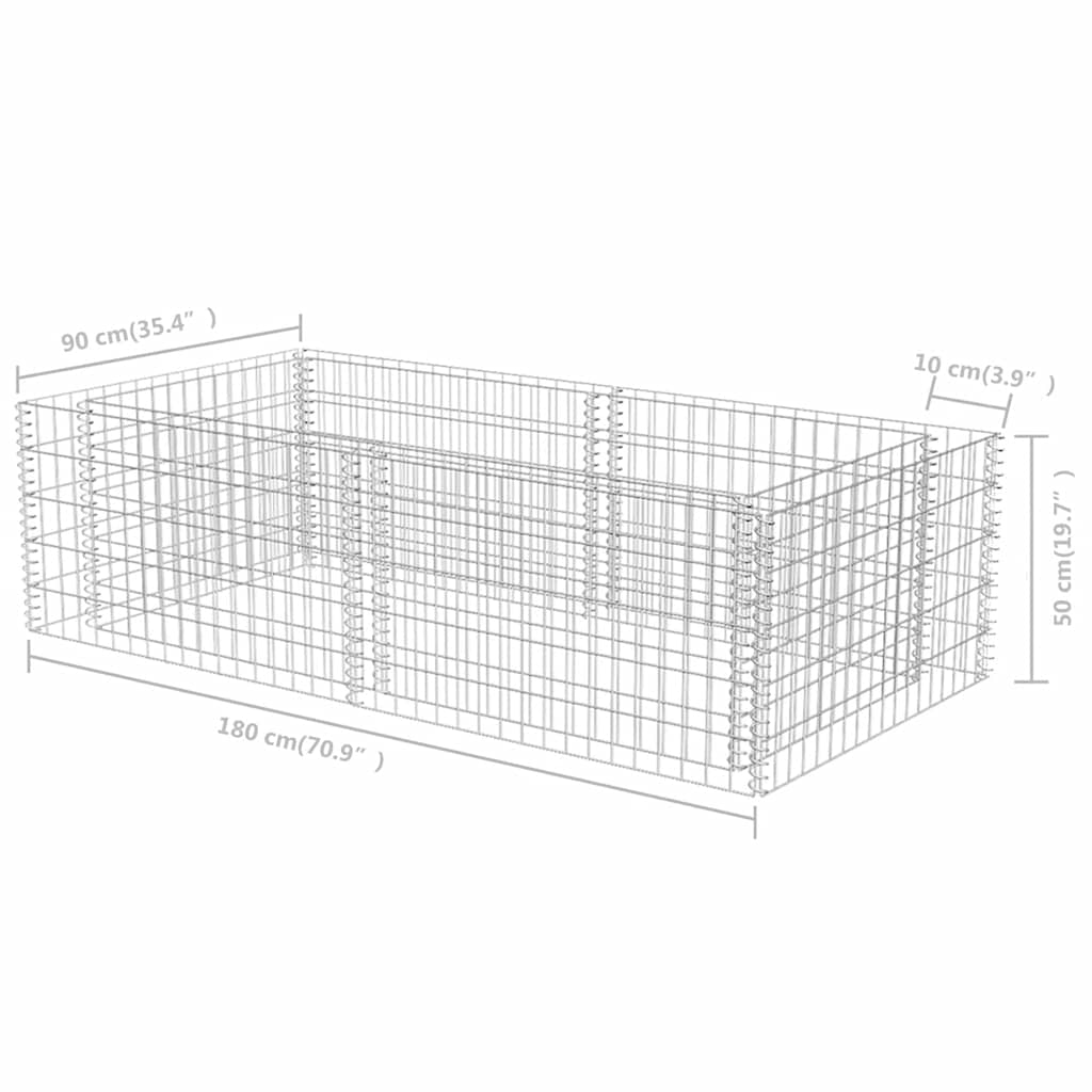 Gabbione Fioriera in Acciaio Zincato 180x90x50 cm 141624