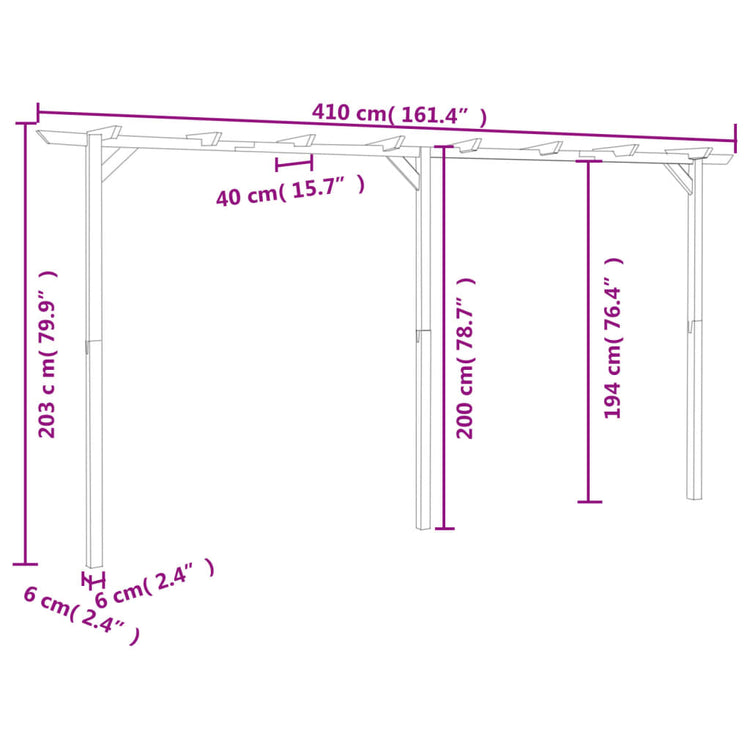 Pergolato da Giardino 400x40x205 cm in Legno 41664