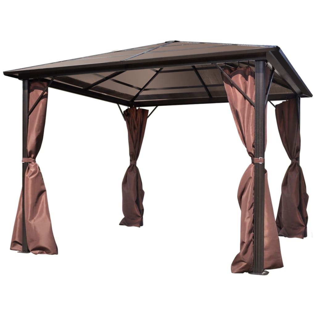 Gazebo con Tenda Marrone in Alluminio 300 x 300 cm 41625