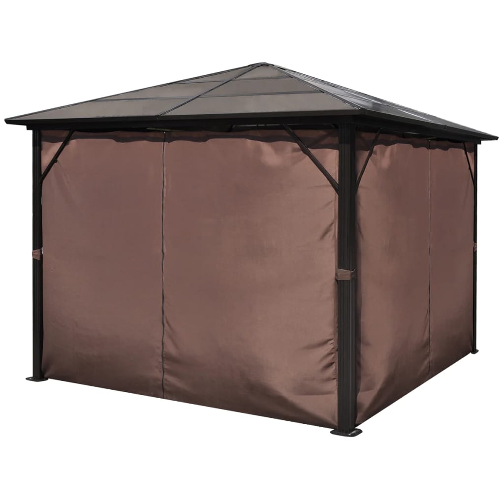 Gazebo con Tenda Marrone in Alluminio 300 x 300 cm 41625