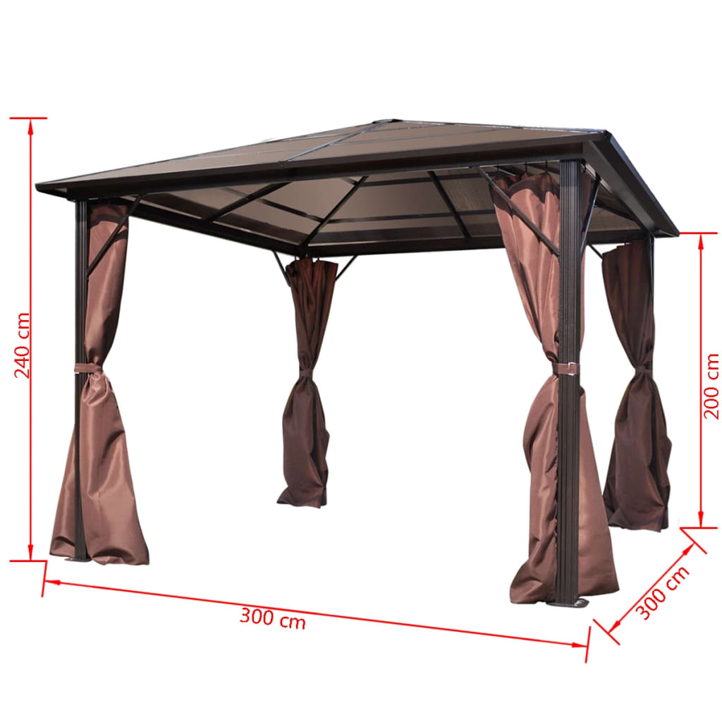 Gazebo con Tenda Marrone in Alluminio 300 x 300 cm 41625