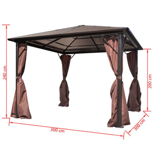 Gazebo con Tenda Marrone in Alluminio 300 x 300 cm 41625