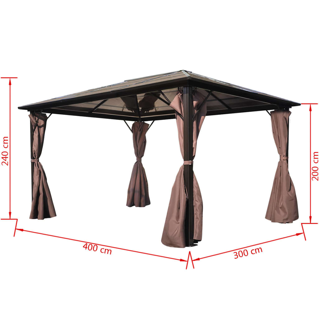 Gazebo con Tenda Marrone in Alluminio 400 x 300 cm cod mxl 66139