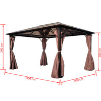 Gazebo con Tenda Marrone in Alluminio 400 x 300 cm cod mxl 66139