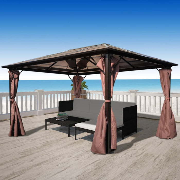 Gazebo con Tenda Marrone in Alluminio 400 x 300 cm cod mxl 66139