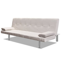 Divano Letto con 2 Cuscini Similpelle Regolabile Bianco Crema  cod mxl 7784