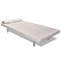 Divano Letto con 2 Cuscini Similpelle Regolabile Bianco Crema  cod mxl 7784