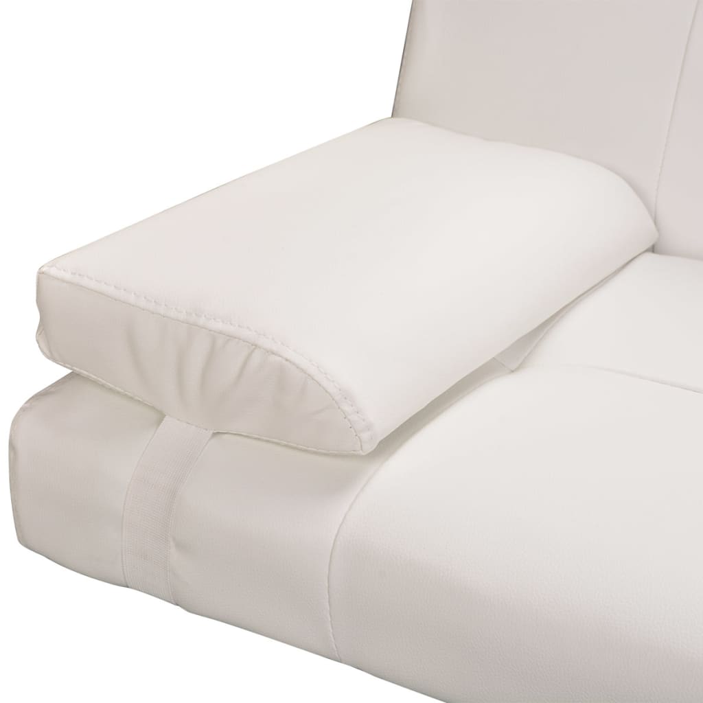 Divano Letto con 2 Cuscini Similpelle Regolabile Bianco Crema  cod mxl 7784