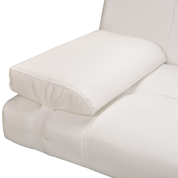 Divano Letto con 2 Cuscini Similpelle Regolabile Bianco Crema  cod mxl 7784