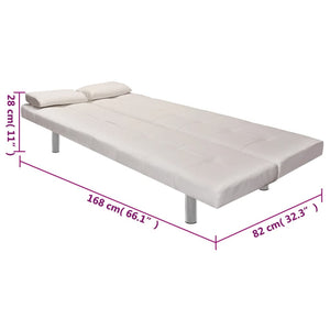 Divano Letto con 2 Cuscini Similpelle Regolabile Bianco Crema  cod mxl 7784