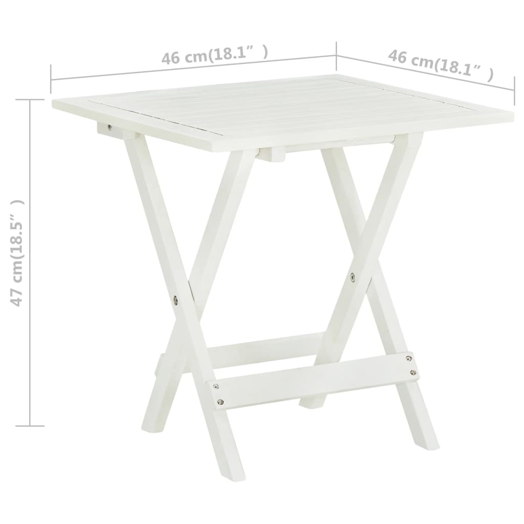 Tavolo da Bistrot Bianco 46x46x47cm in Legno Massello di Acacia cod 10390