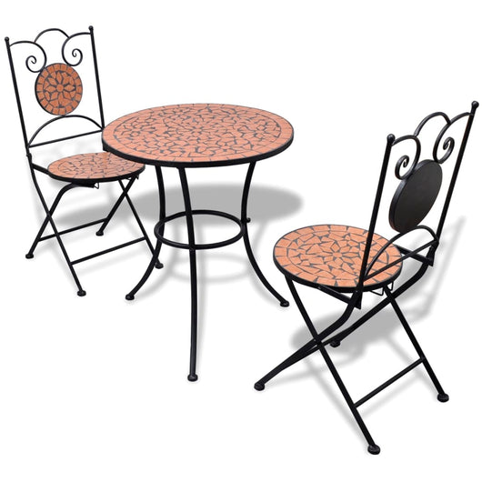 Set da Bistrot 3 pz in Piastrelle di Ceramica Terracotta cod mxl 40030