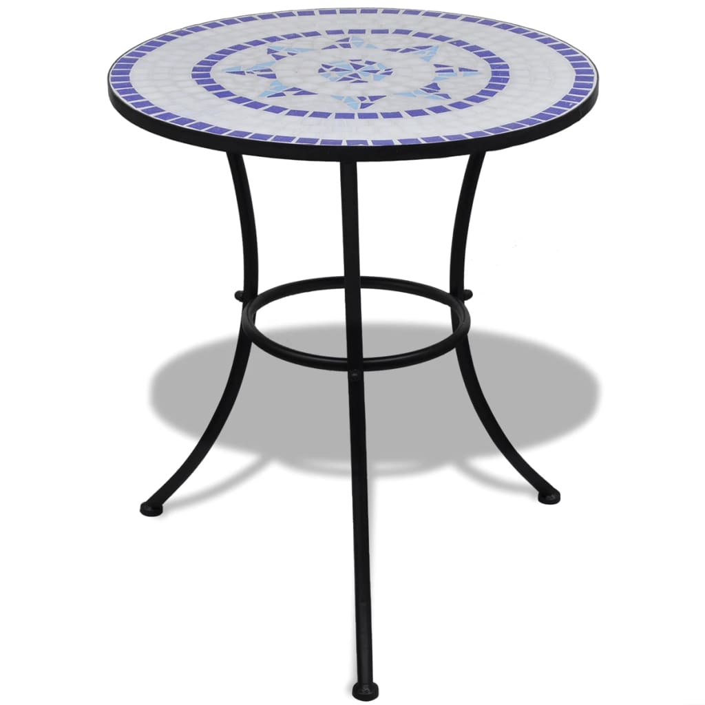 Set da Bistrot 3 pz in Piastrelle di Ceramica Blu e Bianco cod mxl 48403