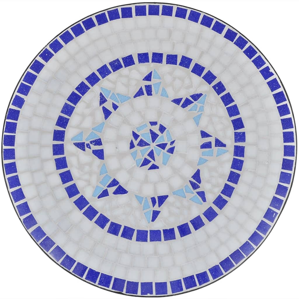 Set da Bistrot 3 pz in Piastrelle di Ceramica Blu e Bianco cod mxl 48403