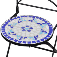 Set da Bistrot 3 pz in Piastrelle di Ceramica Blu e Bianco cod mxl 48403