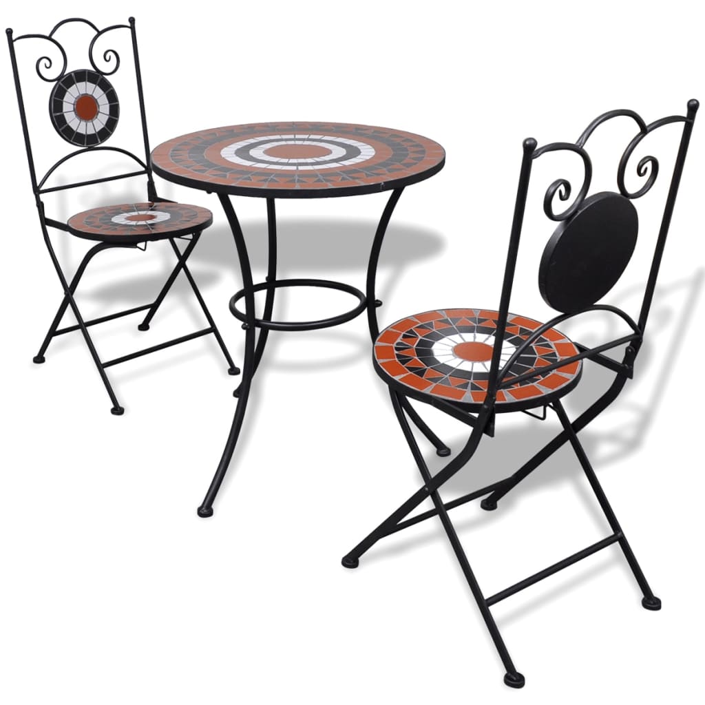 Set da Bistrot 3 pz Piastrelle di Ceramica Terracotta e Bianco 271773