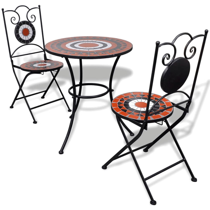 Set da Bistrot 3 pz Piastrelle di Ceramica Terracotta e Bianco 271773