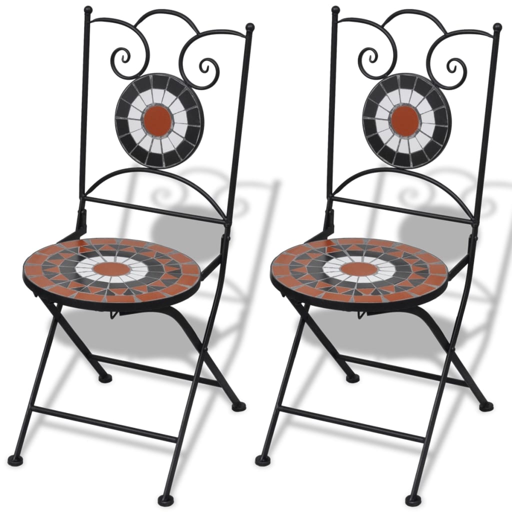 Set da Bistrot 3 pz Piastrelle di Ceramica Terracotta e Bianco 271773