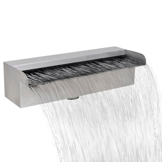 Fontana a Cascata per Giardino Rettangolare Acciaio Inox 30 cm 41665