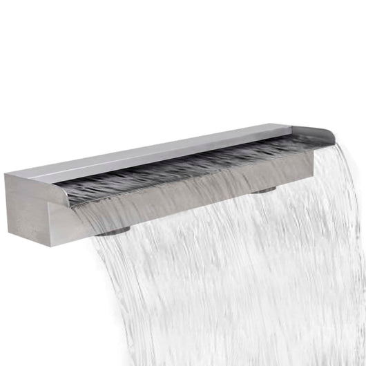 Fontana a Cascata per Giardino Rettangolare Acciaio Inox 60 cm 41667