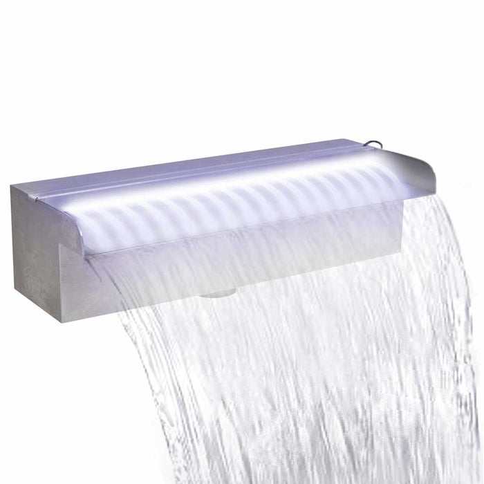 Cascata per Laghetto Rettangolare con LED in Acciaio Inox 30 cm 41671