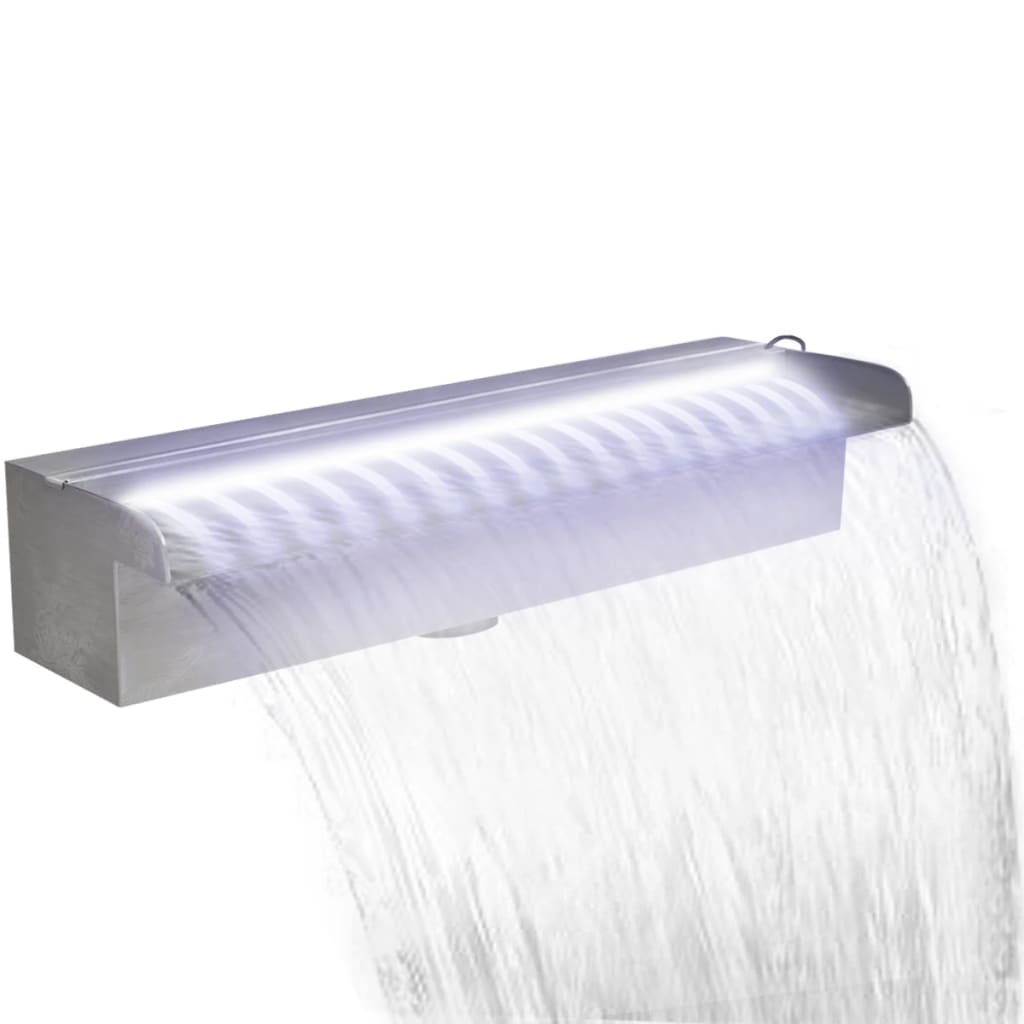 Cascata per Laghetto Rettangolare con LED in Acciaio Inox 45 cm 41672