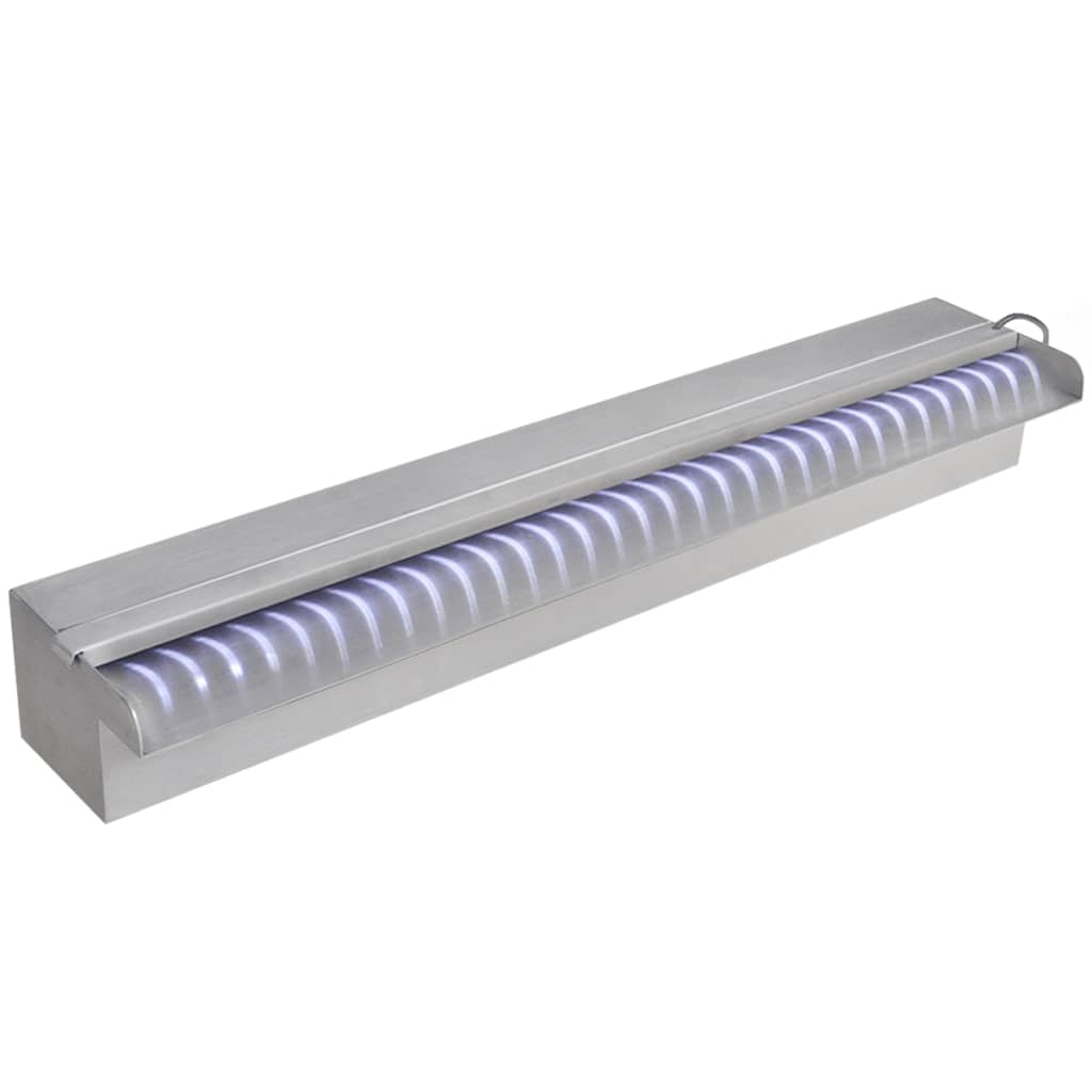 Cascata per Laghetto Rettangolare con LED in Acciaio Inox 60 cm 41673