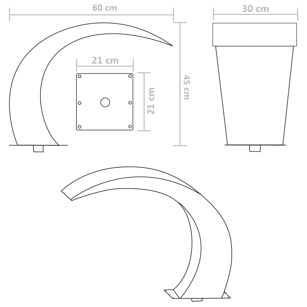 Cascata da Giardino in Acciaio Inossidabile 45x30x60 cm