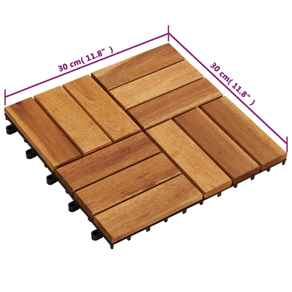 Set 20 Piastrelle in legno di acacia per pavimento 30 x 30 cm cod mxl 53418