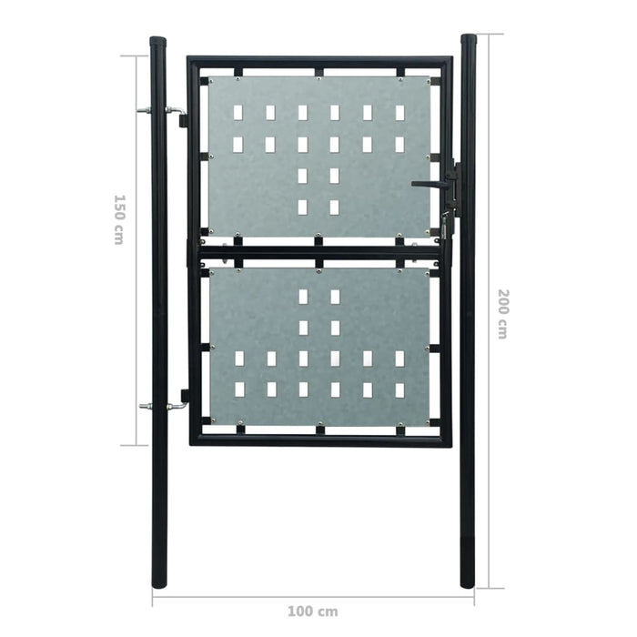 Cancello per Recinzione Singolo Nero 100 x 200 cm cod mxl 46816