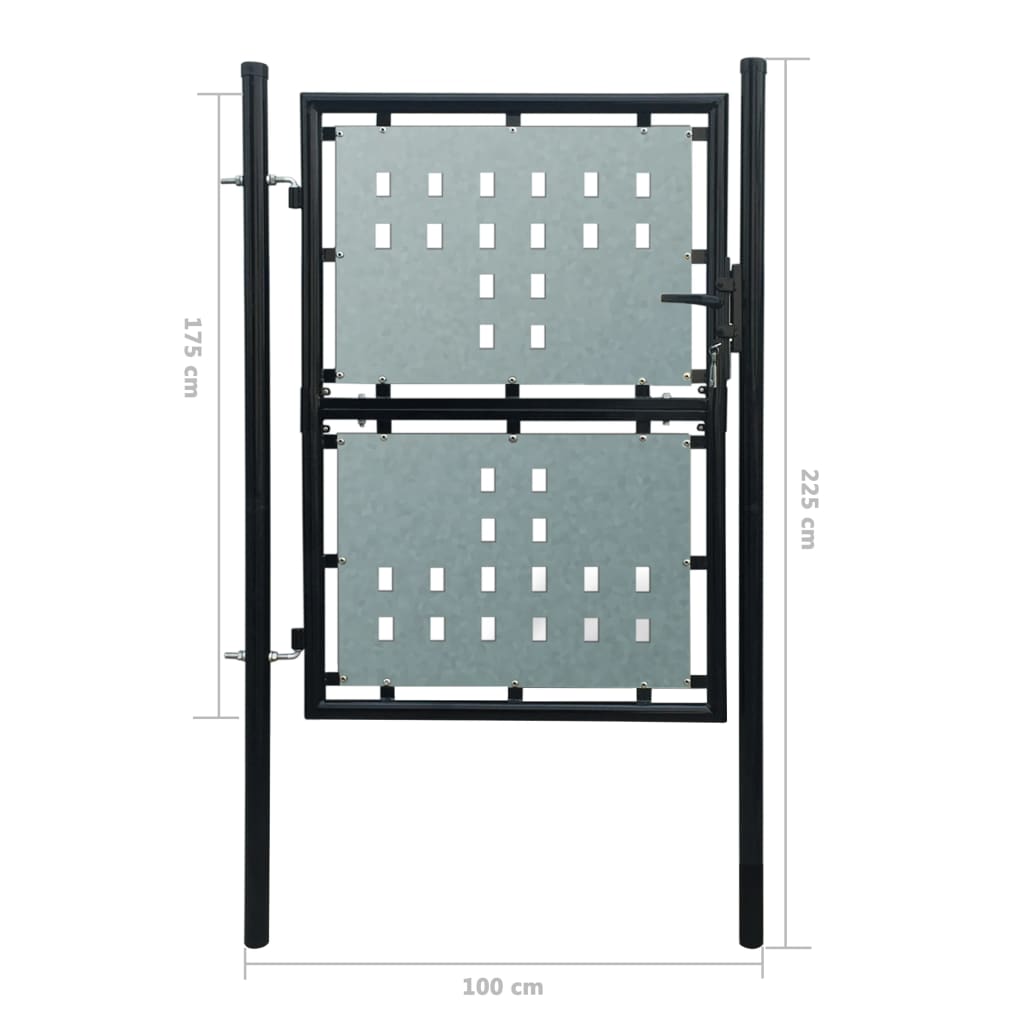 Cancello per Recinzione Singolo Nero 100 x 225 cm