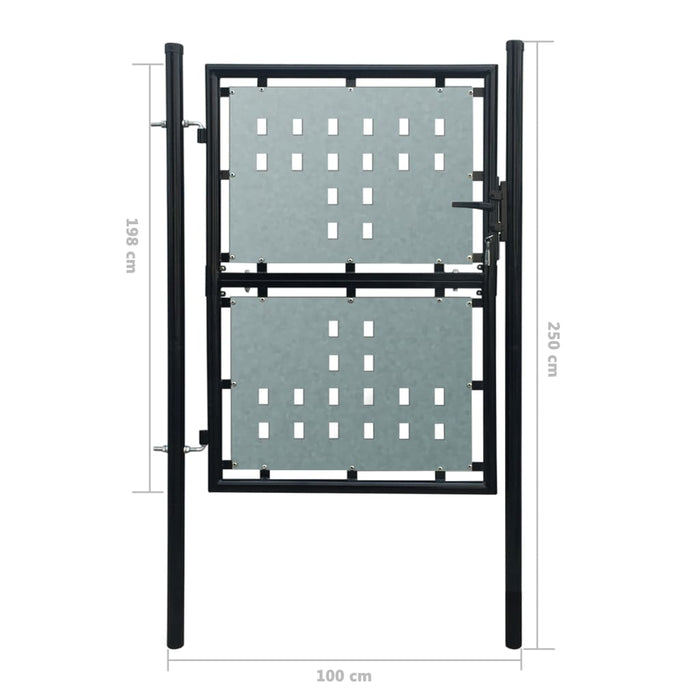 Cancello per Recinzione Singolo Nero 100 x 250 cm