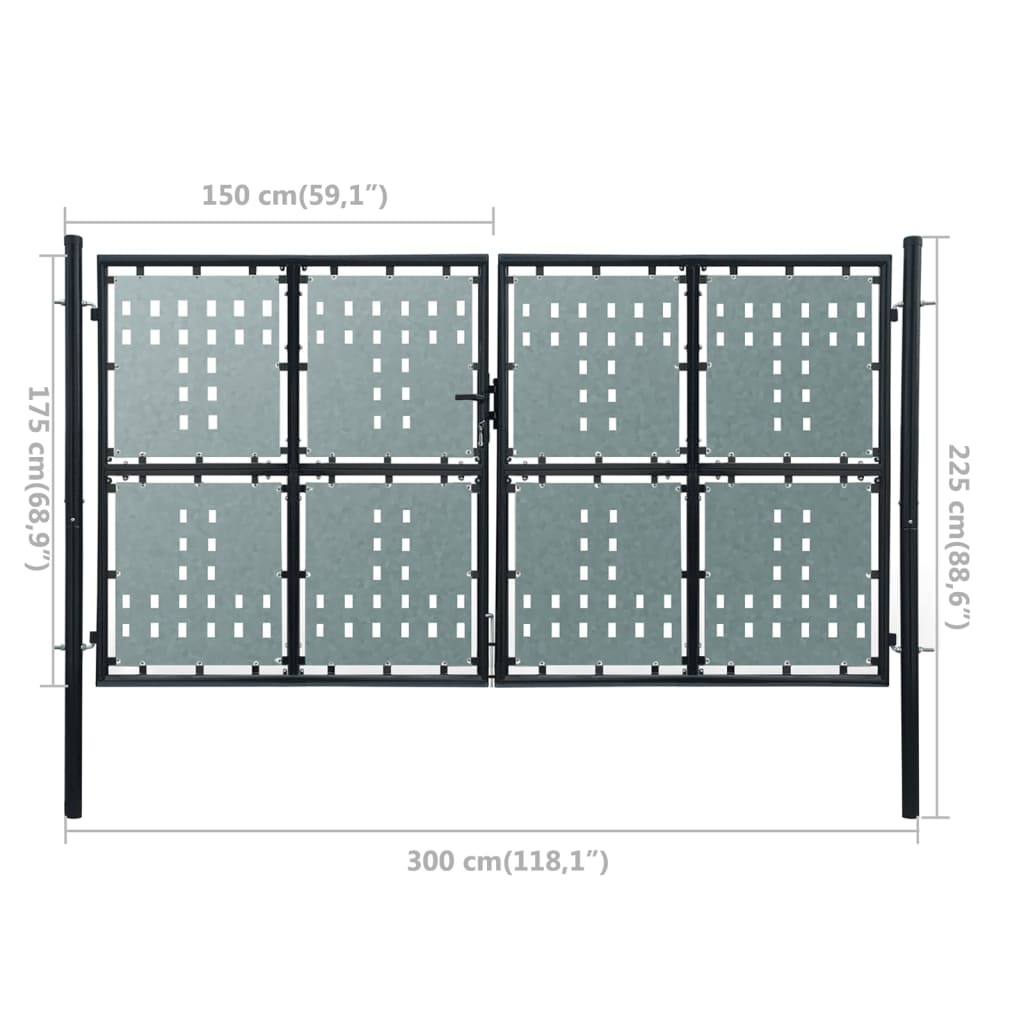 Cancello per Recinzione Singolo Nero 300 x 225 cm