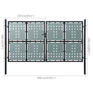 Cancello per Recinzione Singolo Nero 300 x 250 cm