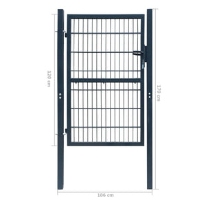 Cancello da Giardino 2D (Singolo) Grigio Antracite 106 x 170 cm cod mxl 40212