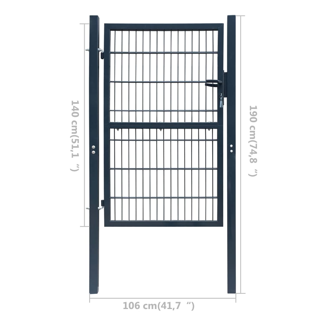 Cancello da Giardino 2D (Singolo) Grigio Antracite 106 x 190 cm