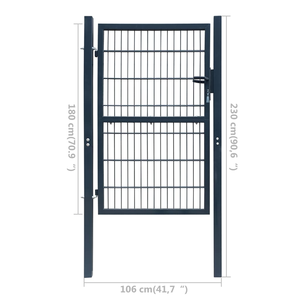 Cancello per Recinzione 2D (Singolo) Grigio Antracite 106x230cm cod mxl 41886