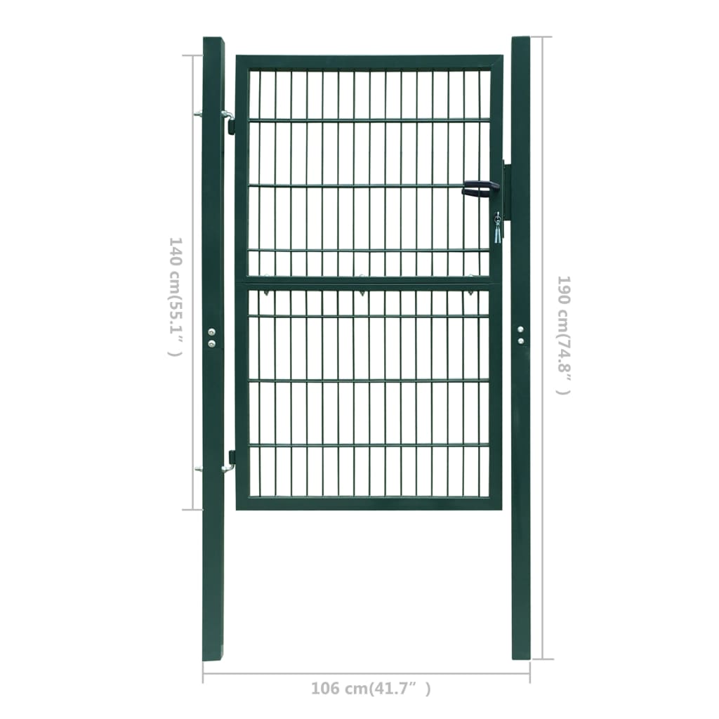 Cancello da Giardino 2D (Singolo) Verde 106 x 190 cm cod mxl 53374