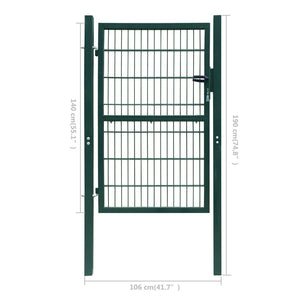 Cancello da Giardino 2D (Singolo) Verde 106 x 190 cm cod mxl 53374