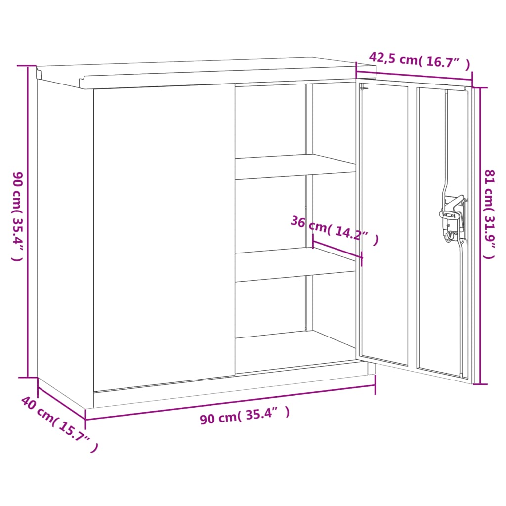 Armadio per Ufficio a 2 Ante 90 cm Grigio in Acciaio cod mxl 60080