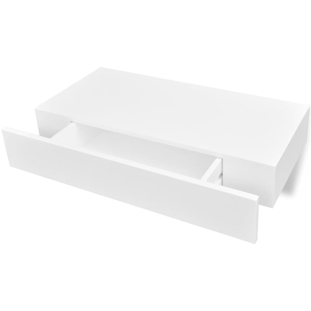 Mensola per Pareti con Cassetto Bianco MDF per Libri/DVD cod mxl 33428