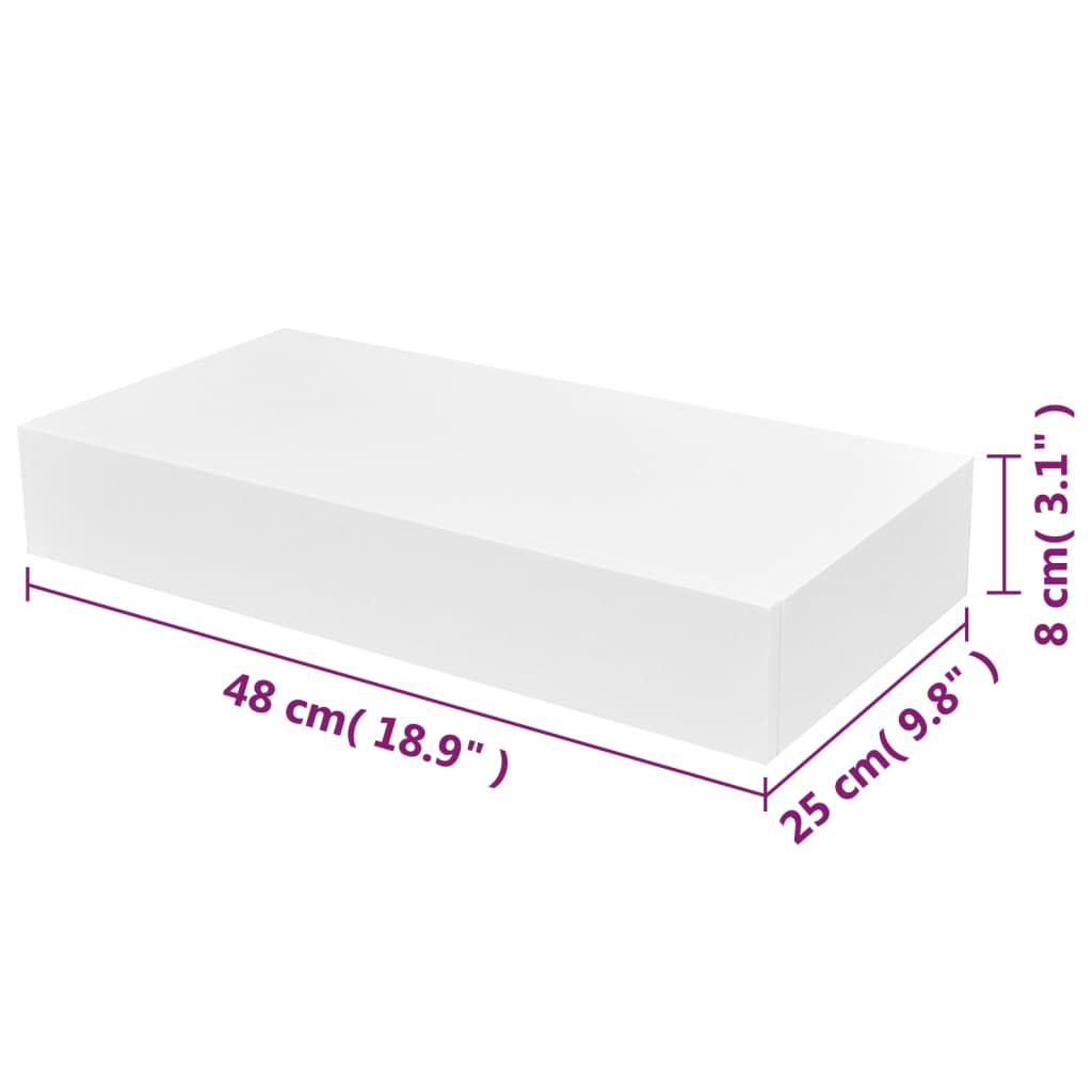 Mensola per Pareti con Cassetto Bianco MDF per Libri/DVD cod mxl 33428