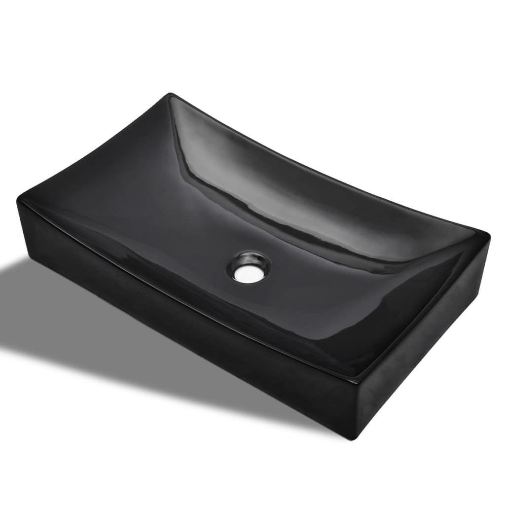 Lavandino da bagno in ceramica nera rettangolare cod mxl 50341