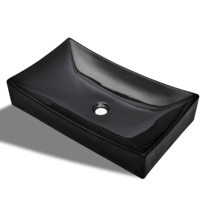 Lavandino da bagno in ceramica nera rettangolare cod mxl 50341