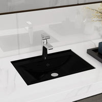 Lavandino Bagno Ceramica Nera Rettangolare e Foro di Trabocco cod mxl 43094