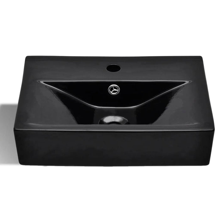 Lavandino Bagno Ceramica Nera Rettangolare e Foro di Trabocco cod mxl 43094