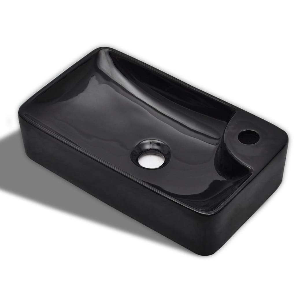 Lavandino Bagno in Ceramica Nera con Foro per Rubinetto cod mxl 51198