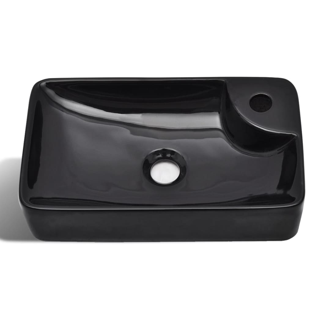 Lavandino Bagno in Ceramica Nera con Foro per Rubinetto cod mxl 51198